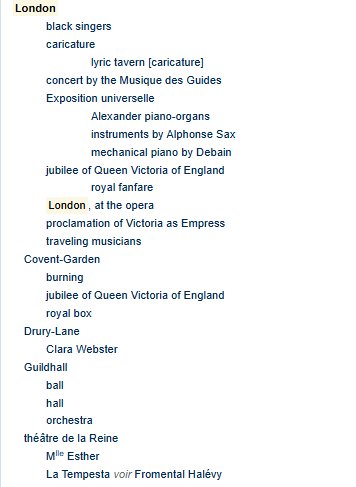 Example of the taxonomy structure for London